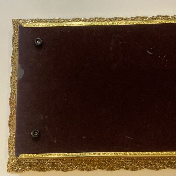 Antique Oval Filigree Mirror Tray - Picture 10 of 12